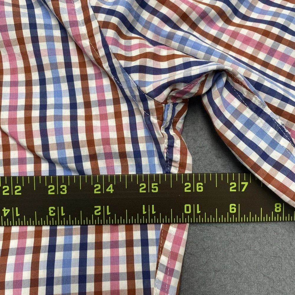 Peter Millar Shirt Mens XL Multicolor Check Short‎ Sleeve Button Down Casual